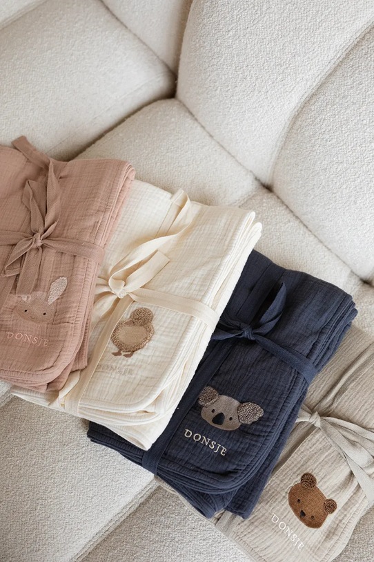 Donsje kocyk bawełniany niemowlęcy Ploekie Muslin Blanket XL Fluffy Bunny 7100103 brązowy