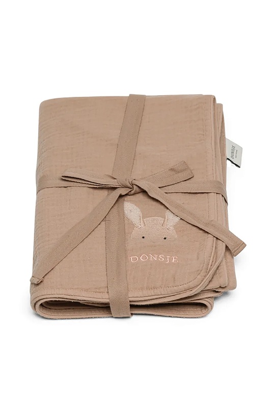 Donsje kocyk bawełniany niemowlęcy Ploekie Muslin Blanket XL Fluffy Bunny 7100103 brązowy AW25