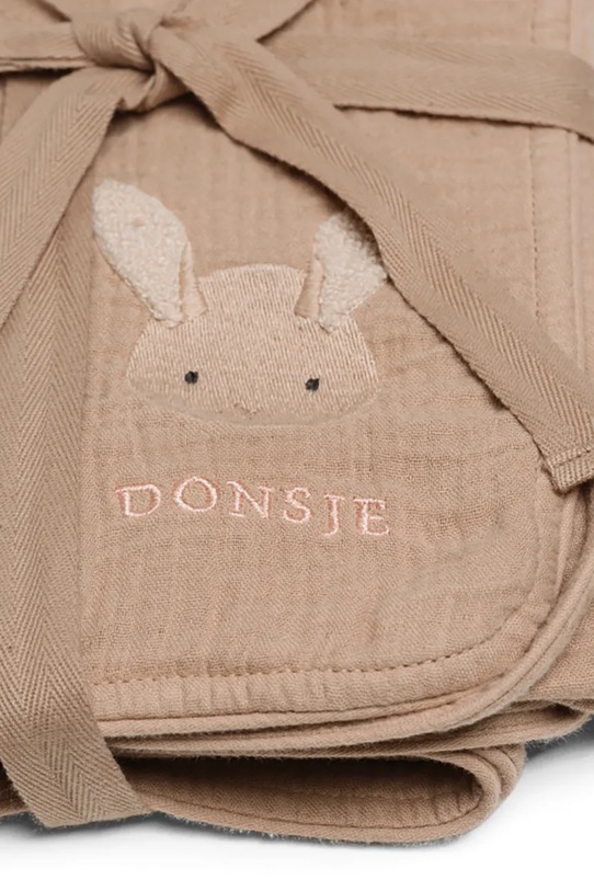 Donsje kocyk bawełniany niemowlęcy Ploekie Muslin Blanket XL Fluffy Bunny brązowy 7100103