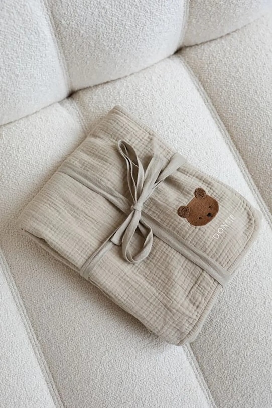 Βαμβακερή βρεφική κουβέρτα Donsje Ploekie Muslin Blanket XL Bear Βρεφικό προϊόν μπεζ 7100101