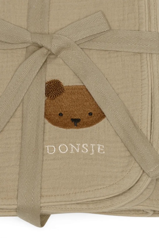 Βαμβακερή βρεφική κουβέρτα Donsje Ploekie Muslin Blanket XL Bear 7100101 μπεζ
