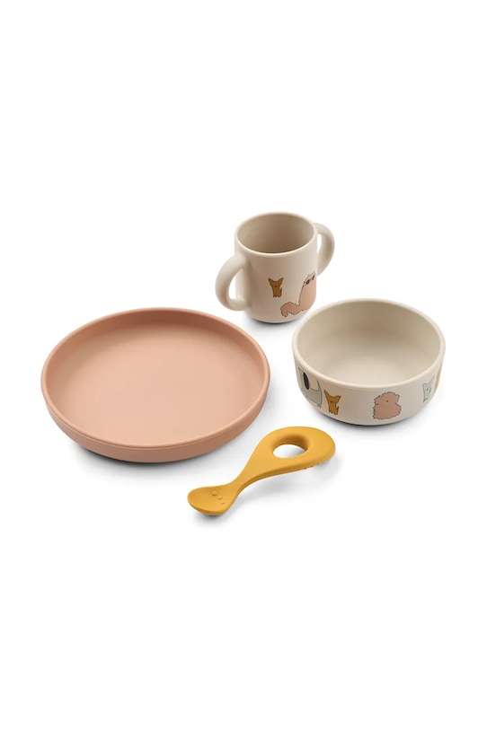 Детский набор посуды Liewood Vivi Printed Tableware Set бежевый LW15135.9BYA