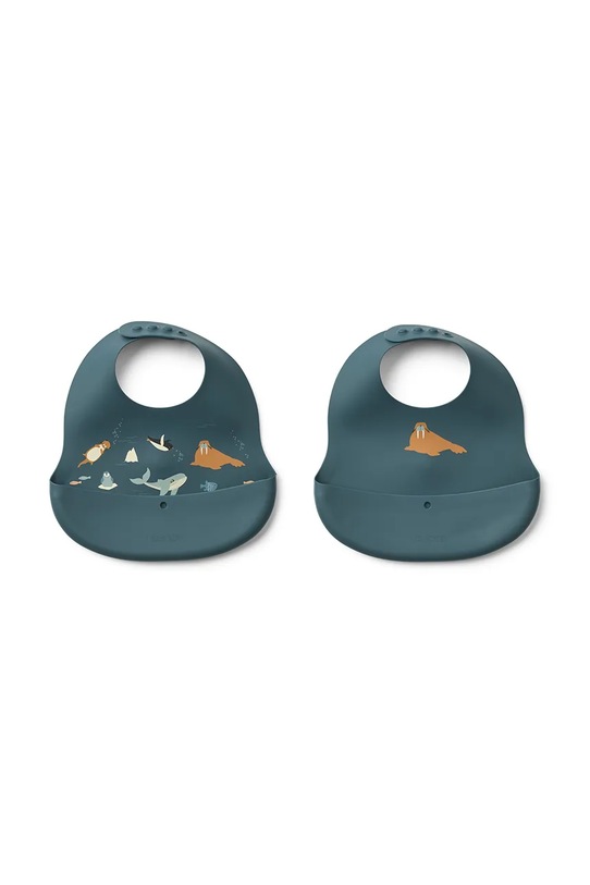 Detský podbradník Liewood Ember Printed Bib 2-pack 2-pak 2-pak modrá LW20119.9BYA