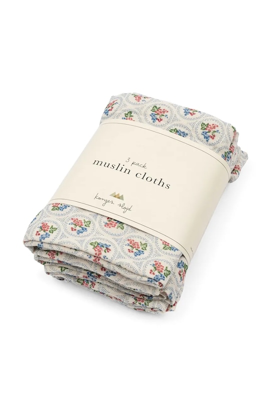 Konges Sløjd pieluszka niemowlęca bawełniana MUSLIN CLOTH GOTS 3-pack KS104186.9BYA beżowy AW25