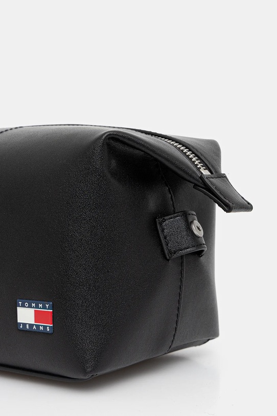Usnjena kozmetična torbica Tommy Jeans črna AM0AM13412