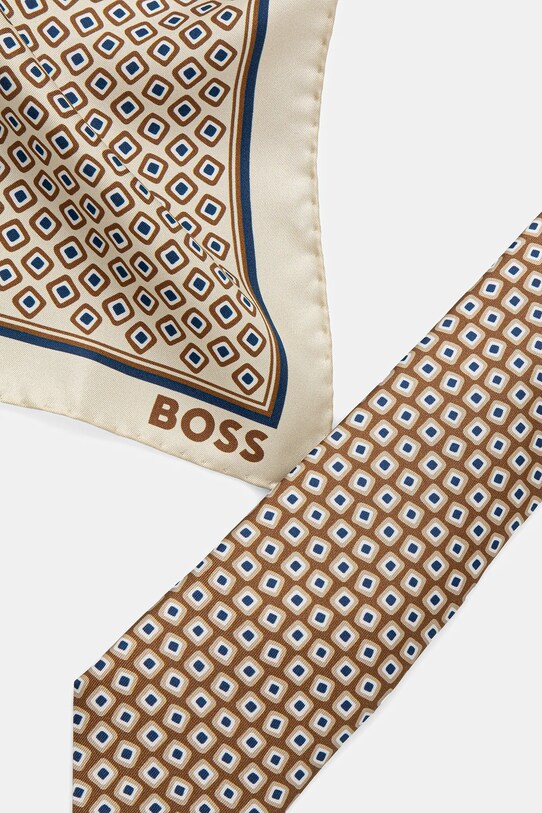 Αξεσουάρ Γραβάτα και τετράγωνο μαντήλι τσέπης BOSS 2-pack 50546240 καφέ