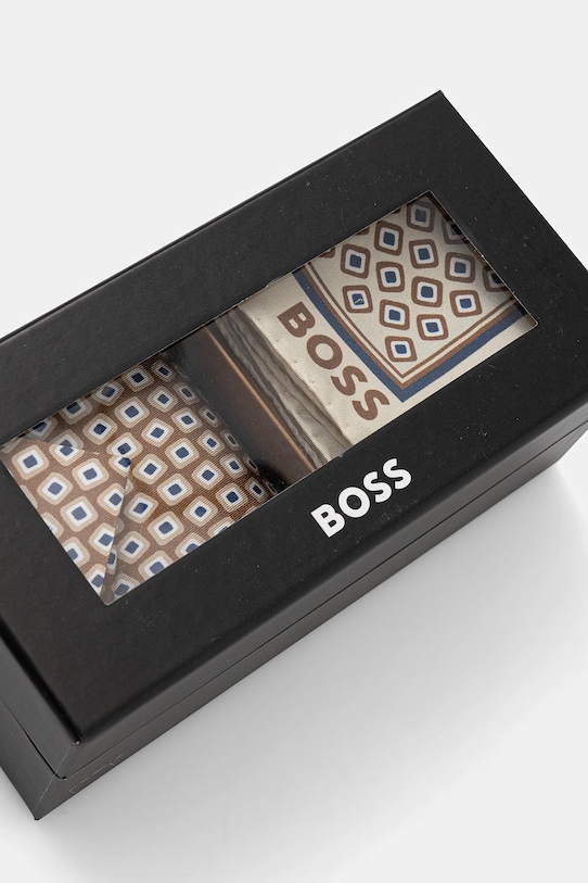Γραβάτα και τετράγωνο μαντήλι τσέπης BOSS 2-pack καφέ 50546240