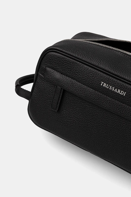 Kožená kosmetická taška Trussardi černá I045E000078N