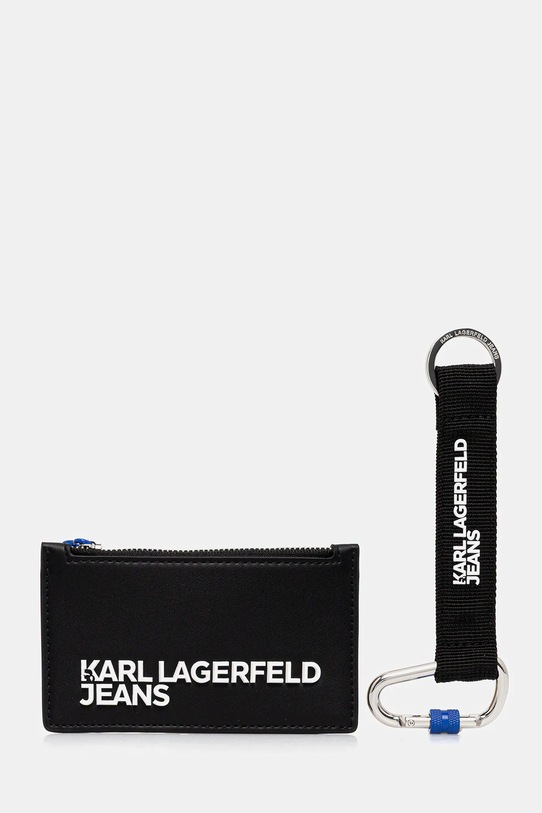 Karl Lagerfeld Jeans portfel i brelok imitacja skóry licowej czarny A4M32065