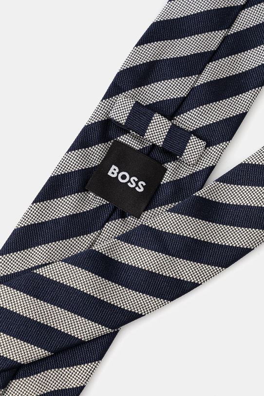 Kravata z dodatkom svile BOSS 50550432 mornarsko modra AW25
