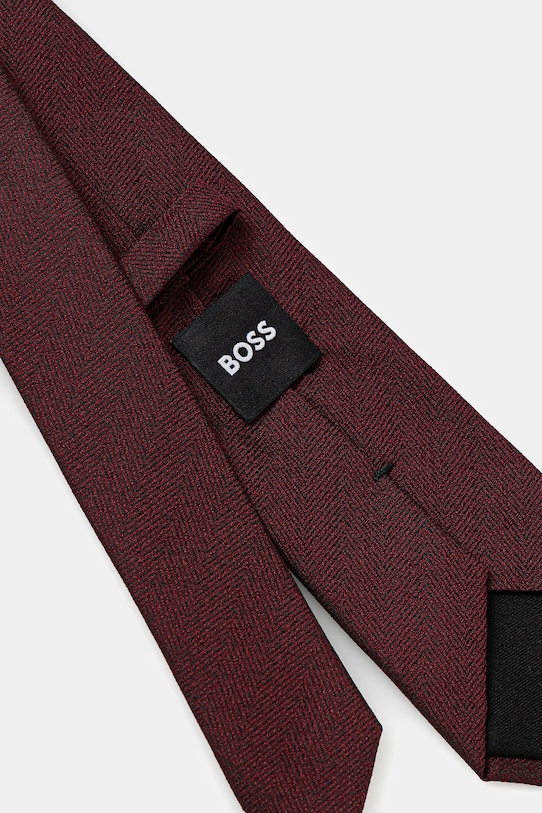BOSS krawat z jedwabiem 50550504 bordowy AW25