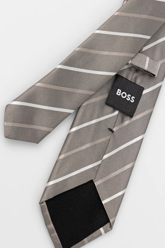BOSS krawat z jedwabiem 50550914 szary AW25