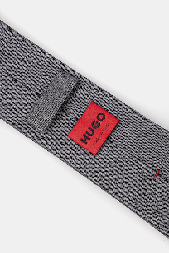 HUGO krawat jedwabny 50551720 szary AW25