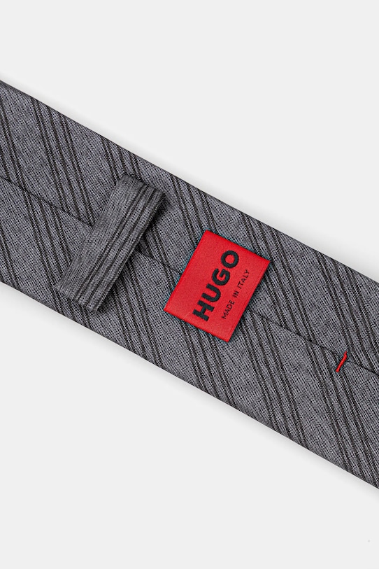 HUGO krawat jedwabny 50551720 szary AW25