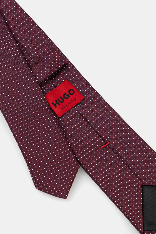 HUGO krawat z jedwabiem 50551721 bordowy AW25