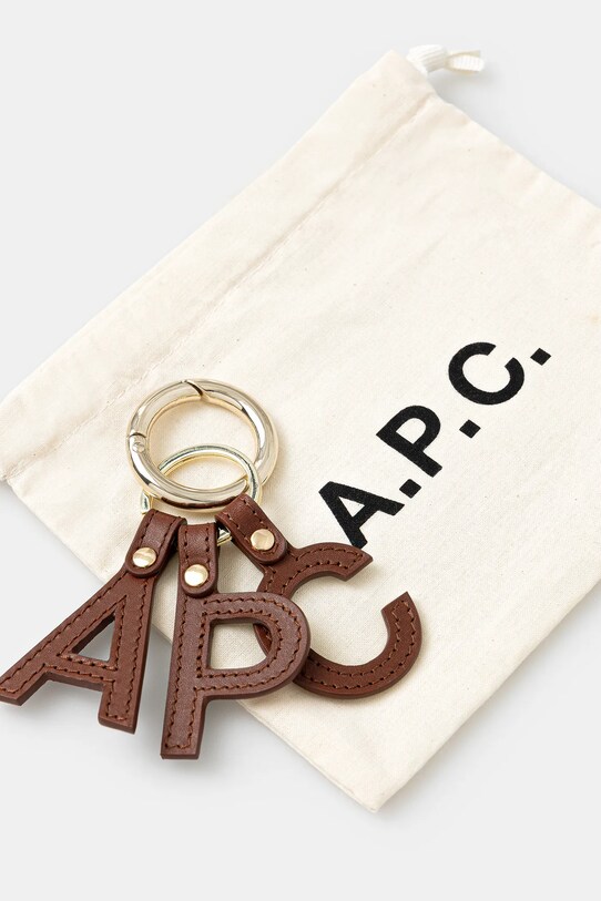Akcesoria A.P.C. brelok skórzany porte-cles lettres PXAWV.F63656 brązowy