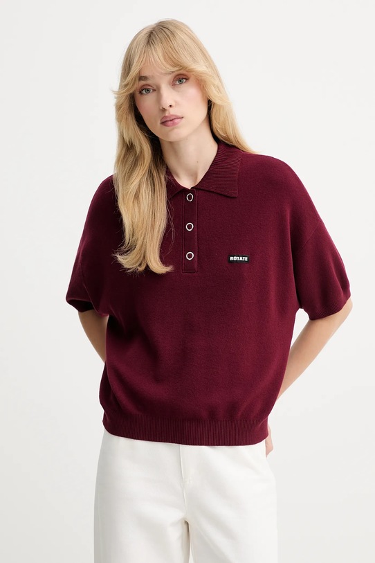 Rotate sweter z wełną zapinany bordowy 1143042734