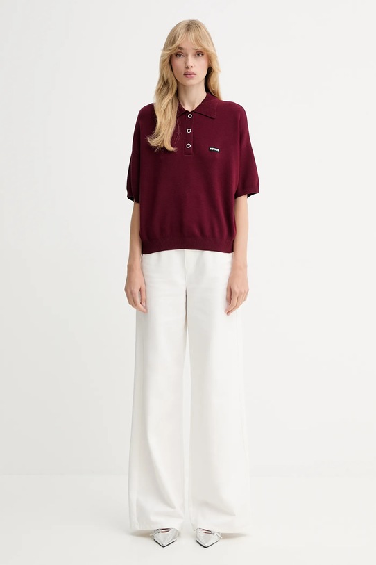 Rotate sweter z wełną 1143042734 bordowy AW25