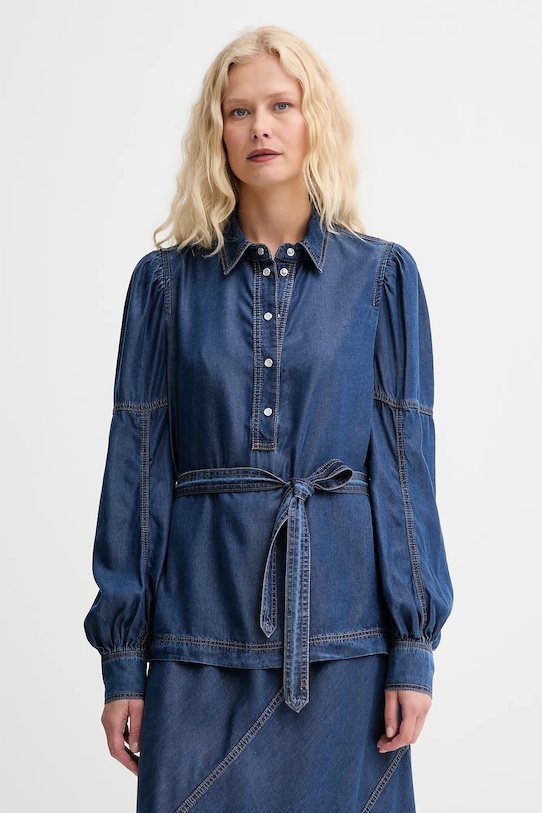 MUNTHE bluză PIKINE cu guler bleumarin 252101525207