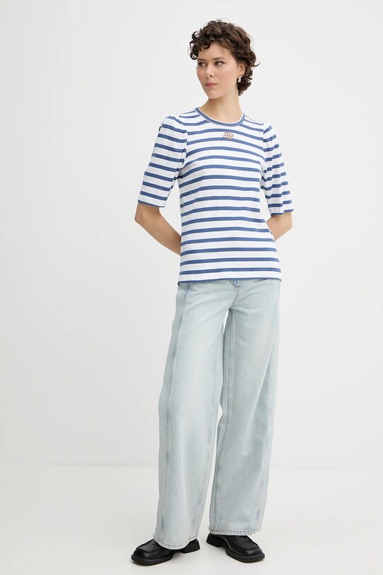 Βαμβακερό μπλουζάκι MUNTHE PARSA 252110025264 μπλε AW25