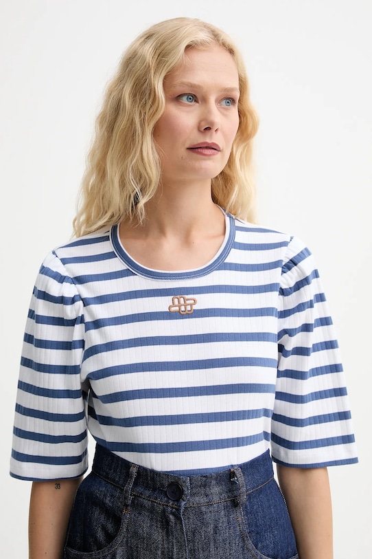 Βαμβακερό μπλουζάκι MUNTHE PARSA μπλε 252110025264