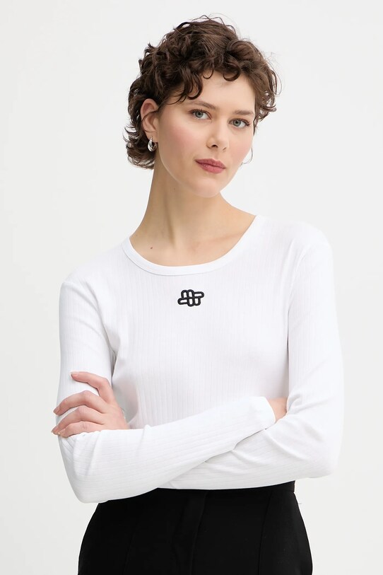 MUNTHE longsleeve bawełniany POTE wzorzyste biały 252110225264