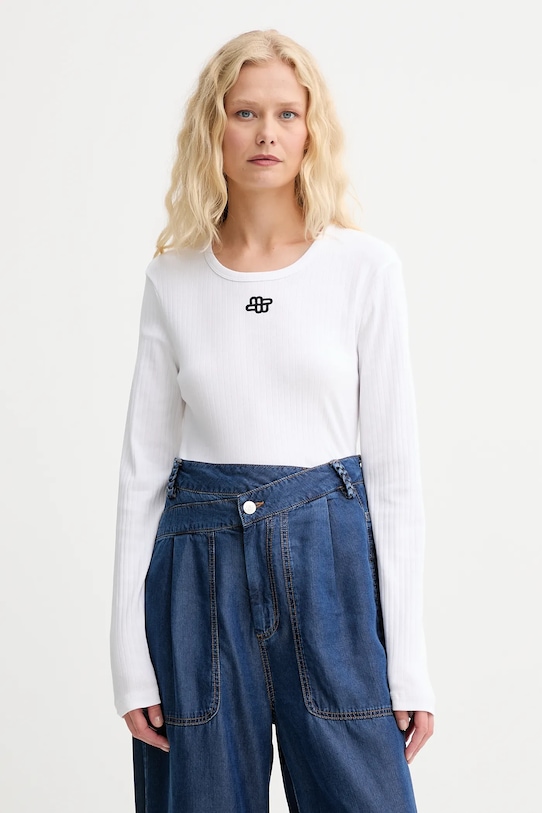 MUNTHE longsleeve din bumbac POTE curele alb 252110225264