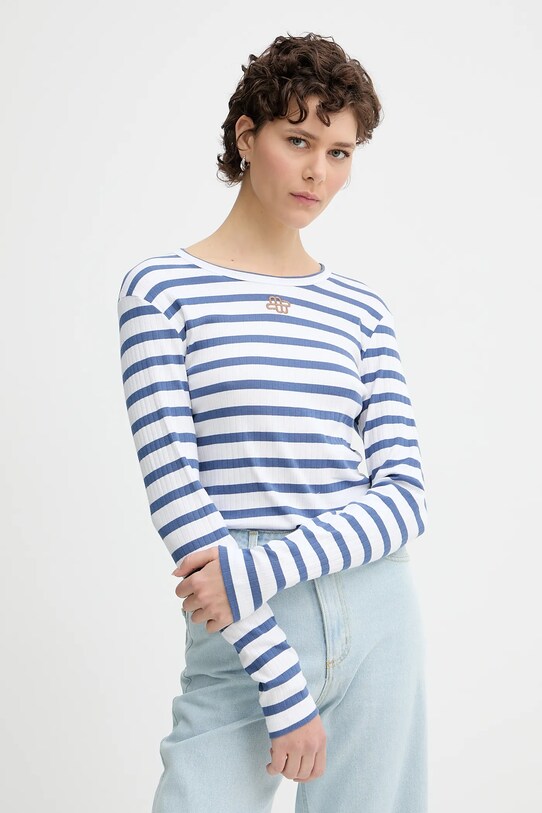 MUNTHE longsleeve bawełniany POTE wzorzyste niebieski 252110225264