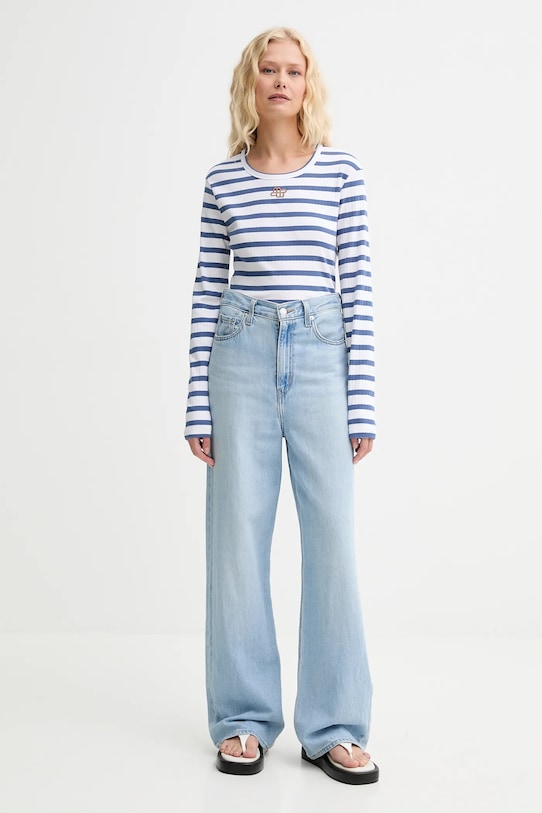 MUNTHE longsleeve bawełniany POTE 252110225264 niebieski AW25