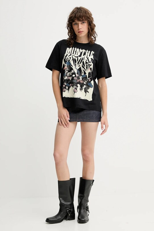 MUNTHE tricou din bumbac PRIZE 252110325260 negru AW25