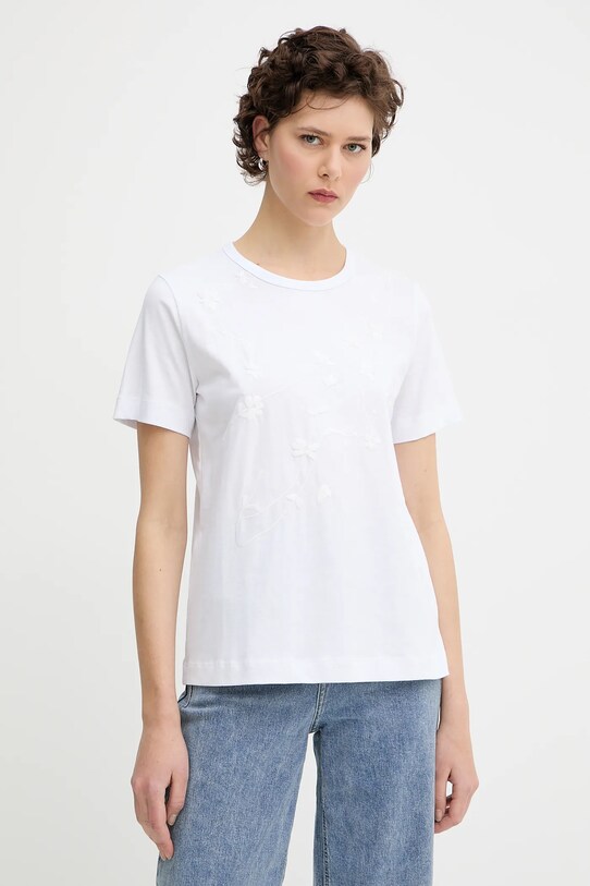 MUNTHE t-shirt bawełniany PIRIS aplikacja biały 252110525260