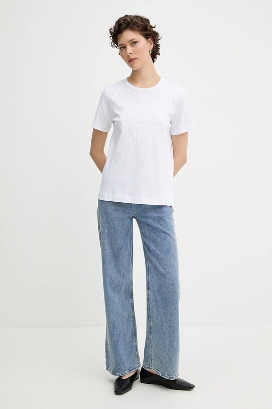 MUNTHE tricou din bumbac PIRIS 252110525260 alb AW25