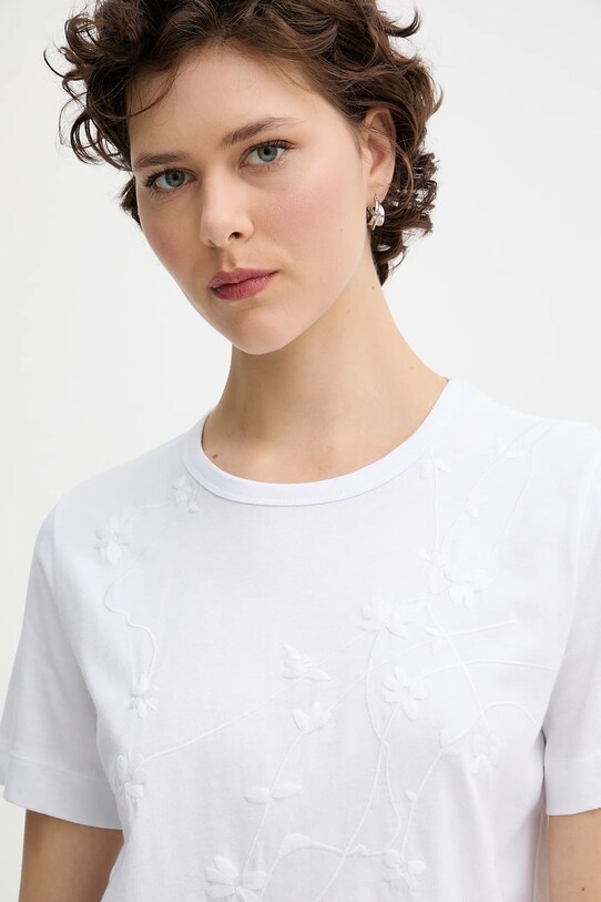 MUNTHE t-shirt bawełniany PIRIS biały 252110525260