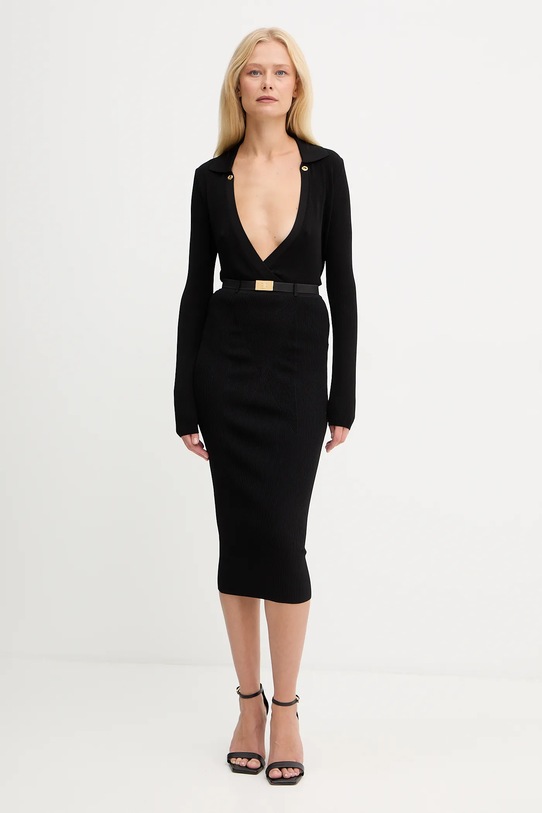 Elisabetta Franchi body z domieszką jedwabiu BK75B56E2 czarny AW25