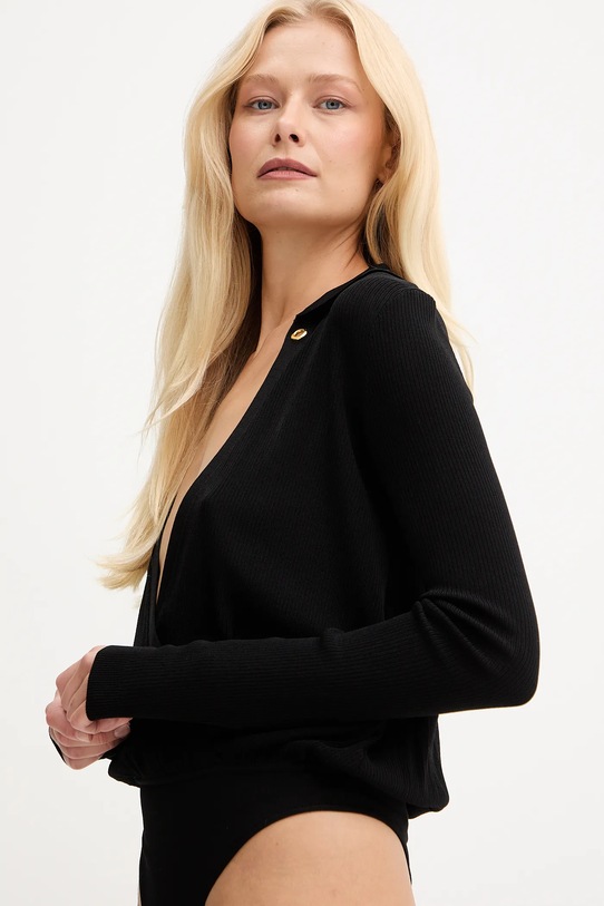 Elisabetta Franchi body z domieszką jedwabiu czarny BK75B56E2