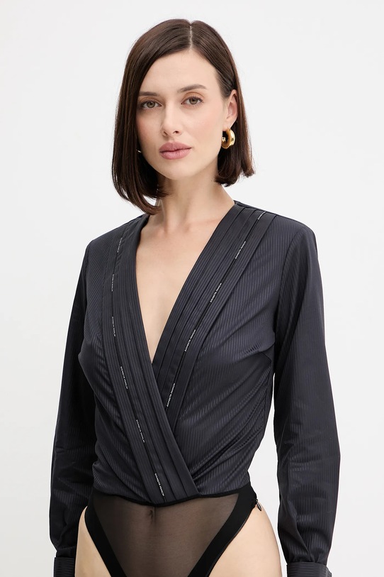 Elisabetta Franchi body on cotone blu navy CB00256E2