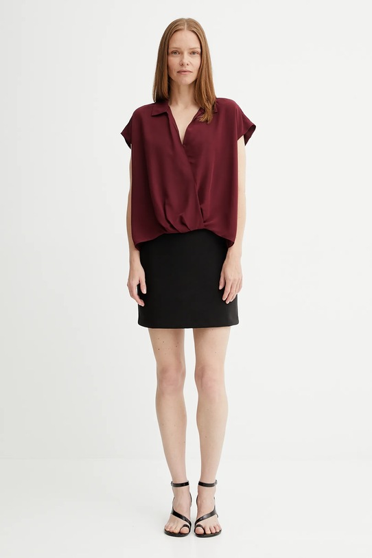 Calvin Klein bluzka LV044C199G bordowy AW25