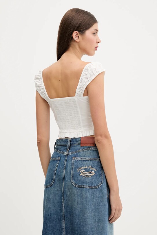 Ruházat Tommy Jeans blúz pamutból DW0DW20985 fehér