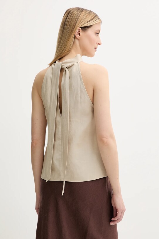 Odzież Samsoe Samsoe top z domieszką lnu SARHEO F25200157 beżowy