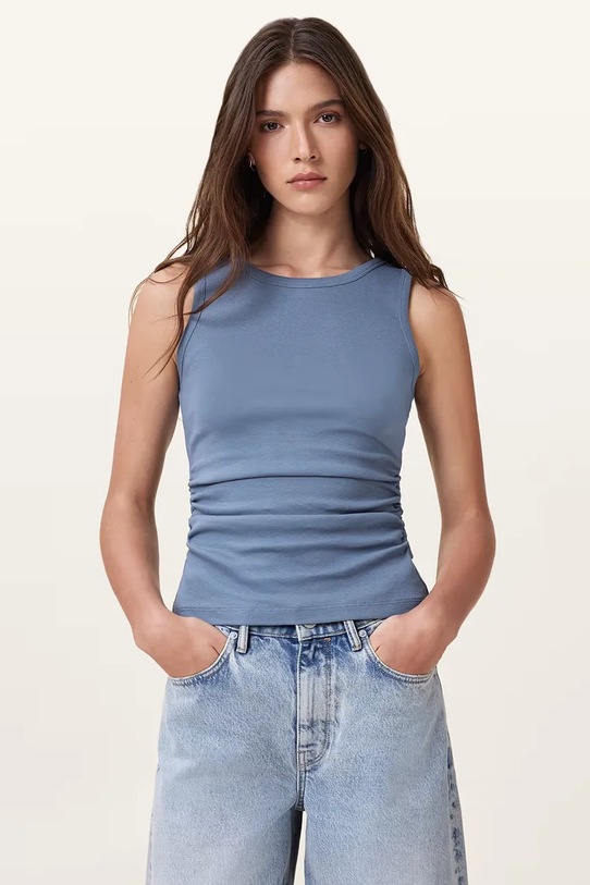AllSaints top din bumbac KATARINA uni albastru W192JC