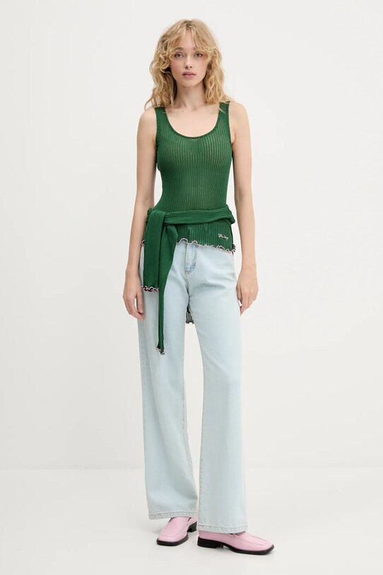 Hedvábný top Stine Goya SG.PF25.T059.2355 zelená AW25