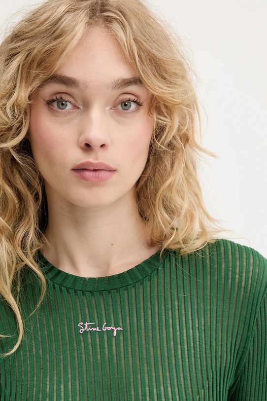 Stine Goya longsleeve de mătase verde SG.PF25.T060.2355