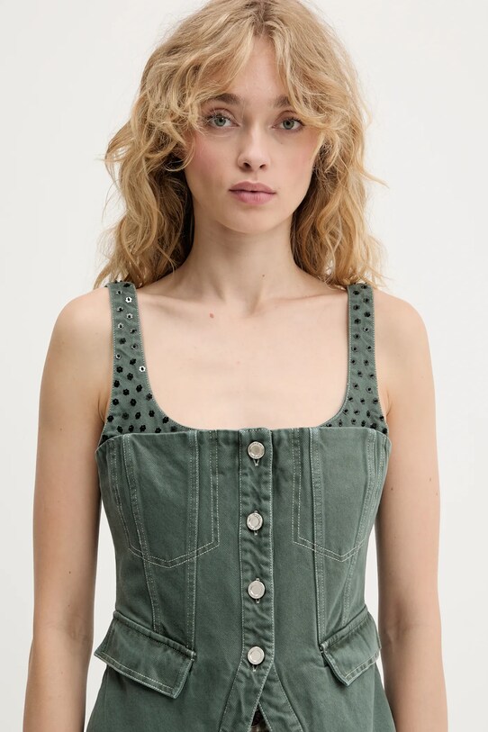 Stine Goya top jeansowy zielony SG.PF25.T083.2393