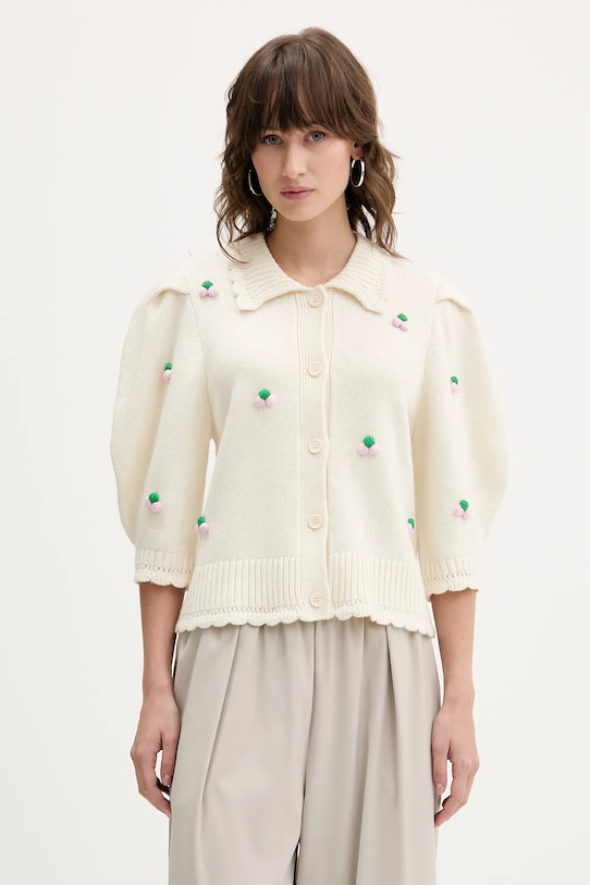 Stine Goya cardigan din amestec de lână imprimeu bej SG.AW25.K044.2359