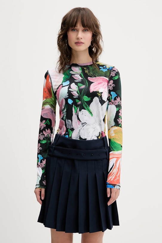 Stine Goya longsleeve wzorzyste czarny SG.AW25.T007.2244