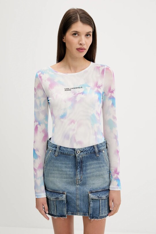 Tričko s dlouhým rukávem Karl Lagerfeld Jeans regular bílá A3W17049