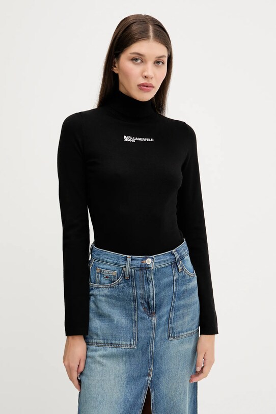 Karl Lagerfeld Jeans sweter aplikacja czarny A3W18007