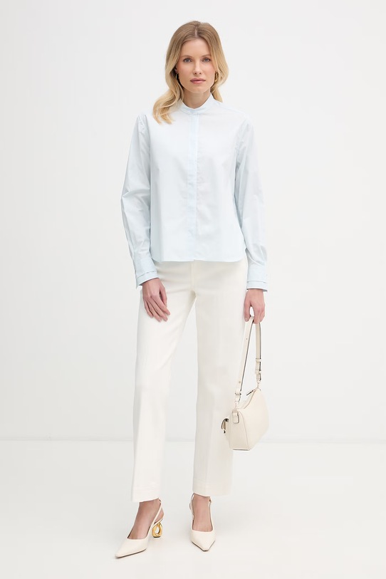 Βαμβακερό πουκάμισο BOSS 50543684 μπλε SS26