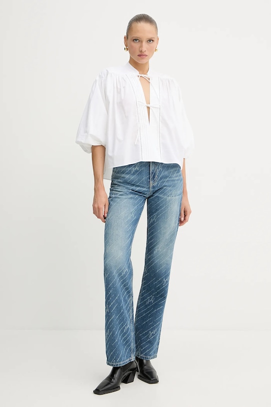 BOSS Orange bluzka bawełniana 50552766 biały AW25