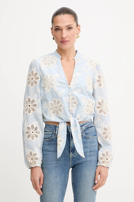 Βαμβακερό πουκάμισο Guess HAZEL επίσημη μπλε W5YH1B.WHEO0